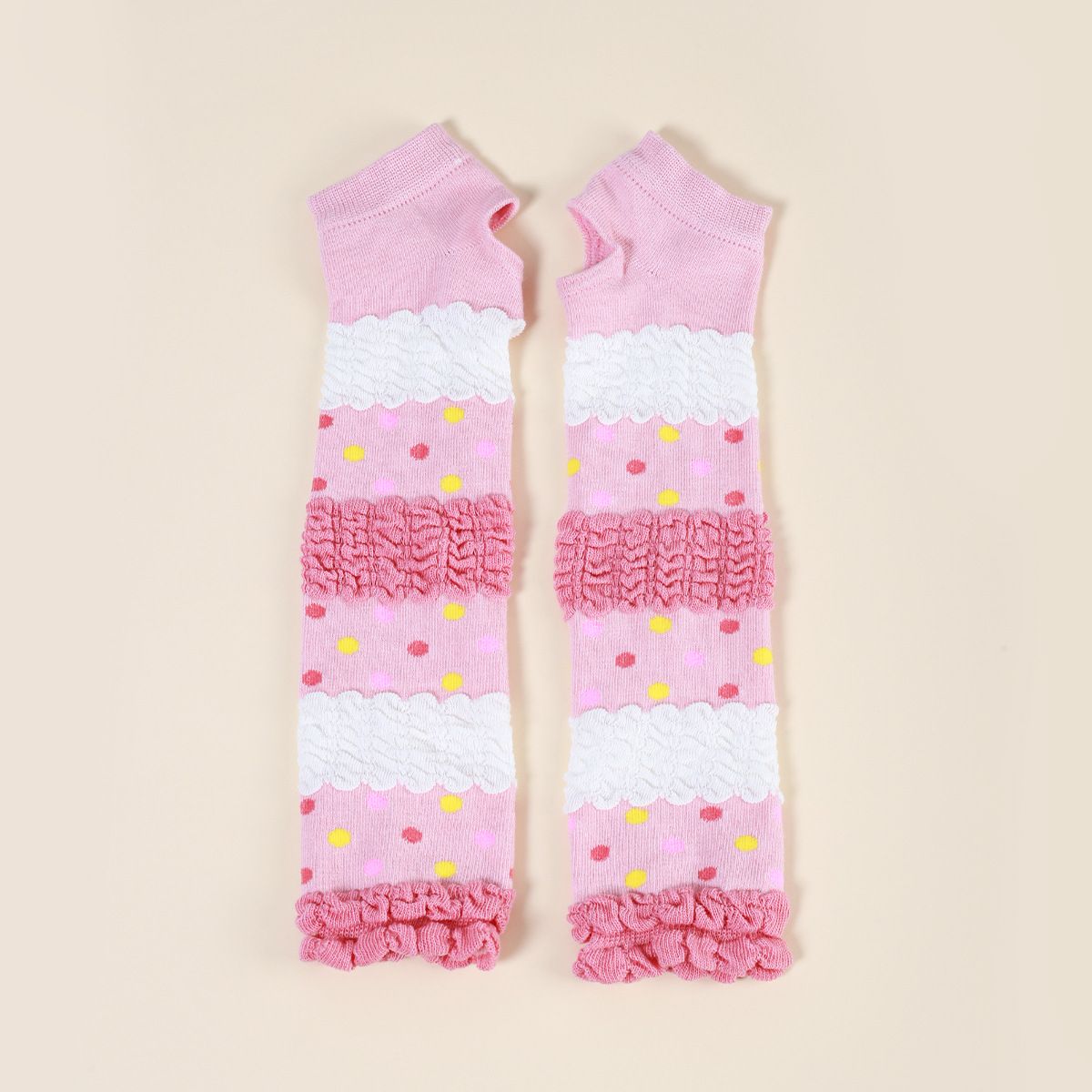 Sleeves For Women, Extended Style, Adult Cute Japanese Soft Girl Style Lolita Gloves, Sweet Sunscreen, Polka Dot Pink And White Cute_viptrois.com