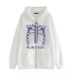 Y2K Skeleton Hoodie 90s Pattern Print Zip-Up Top Girl Sweatshirt_viptrois.com