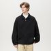Vintage-Inspired Textured Polo Collar Sweatshirt For Men - Relaxed Fit Button-Up Pullover With Retro Style_viptrois.com