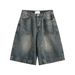Men's Clothing Summer New Washed Denim Shorts Loose Casual Versatile Shorts Trendy High Street Straight Shorts_viptrois.com