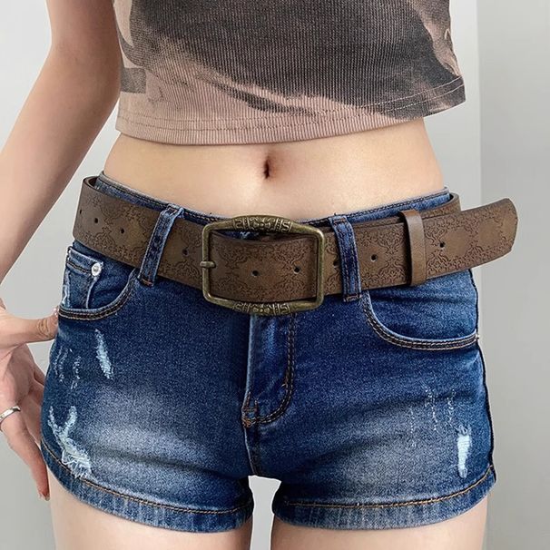 Vintage Trend Belt For Women, New Ethnic Style Leather Belt For Multiple Combinations With Jeans, With A Sophisticated Brown Color._viptrois.com