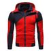Men's Clothing Personalized Colorblock Double Zipper Hooded Cardigan Slim Sweater_viptrois.com