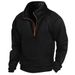 2025 Fashion Outerwear Men's Stand Collar Half Zipper Pure Color Long Sleeve Casual Sport Slim Sweatshirts_viptrois.com