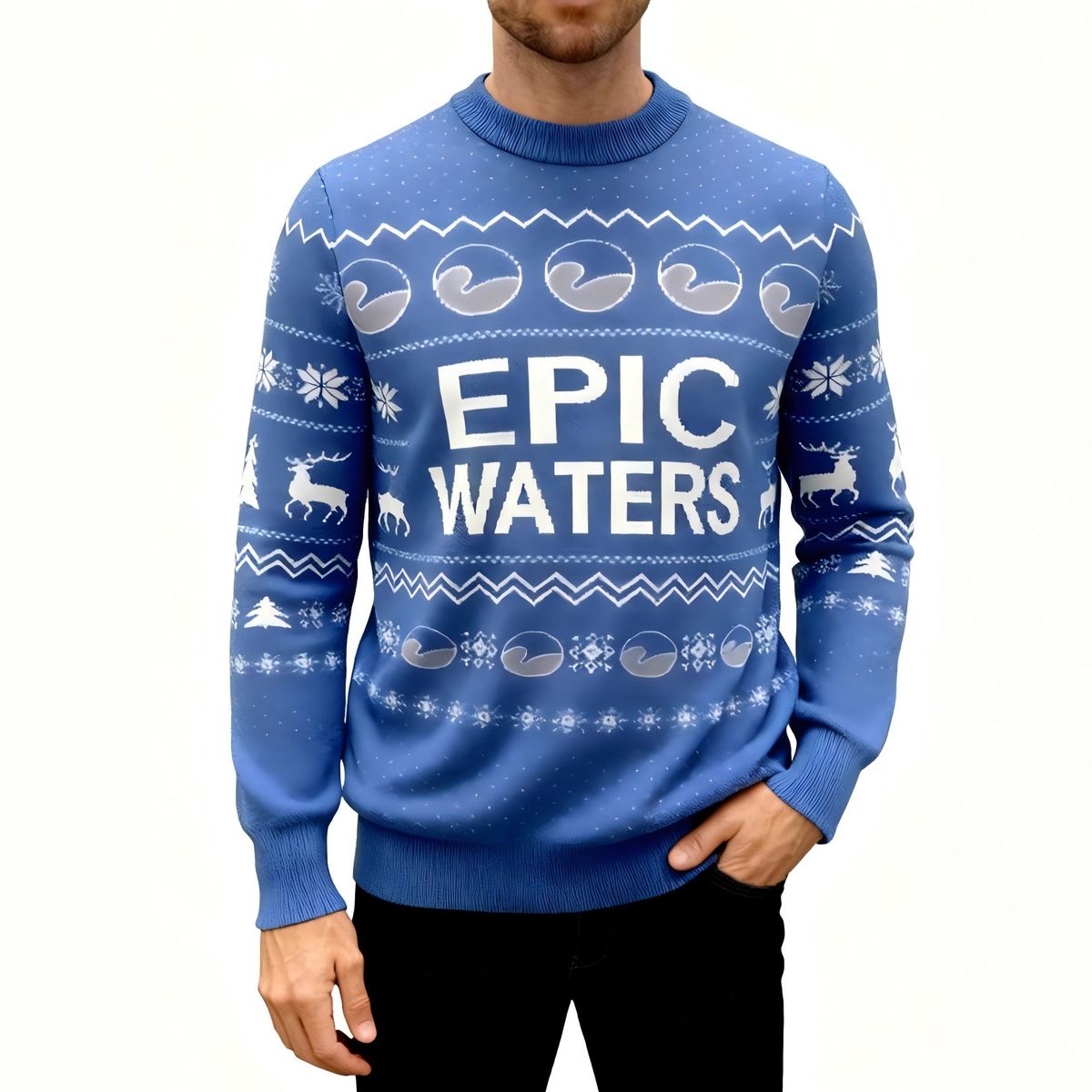 Men's Winter Pullover Sweater - Cozy Christmas Knit With Snowflake & Deer Design, Large Size Options (M-XXL), Warm Fleece Lining_viptrois.com