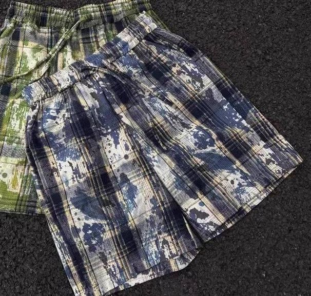 Men's Clothing Men's Style Casual Shorts Tie Dye Plaid Straight Leg Loose Fit Wide Leg Five Point Mid Length Summer_viptrois.com