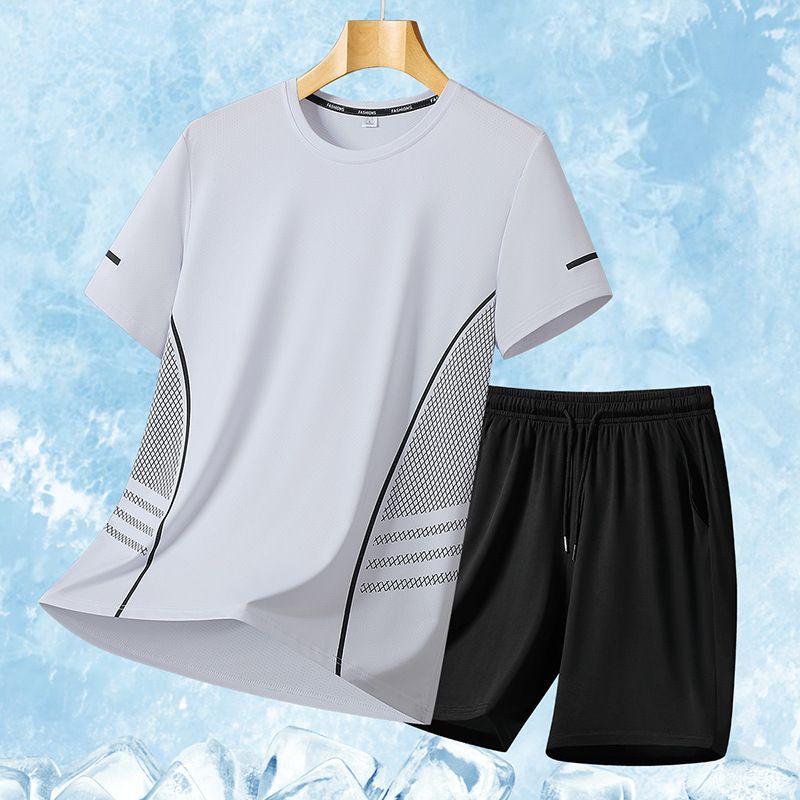 Men's Summer Sportswear Set - Breathable Quick-Dry T-Shirt & Shorts With Print, Loose Fit Activewear For Gym, Running, Casual Outfit_viptrois.com