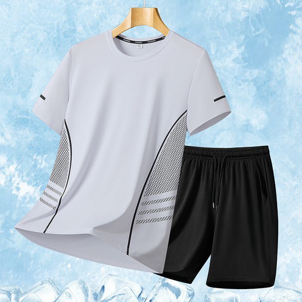 Men's Summer Sportswear Set - Breathable Quick-Dry T-Shirt & Shorts With Print, Loose Fit Activewear For Gym, Running, Casual Outfit_viptrois.com