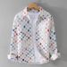 Men's Clothing Design Plaid Hole Print Splicing Long Sleeved Shirt Hollow Trend Cotton Shirt Jacket Men's Trend_viptrois.com