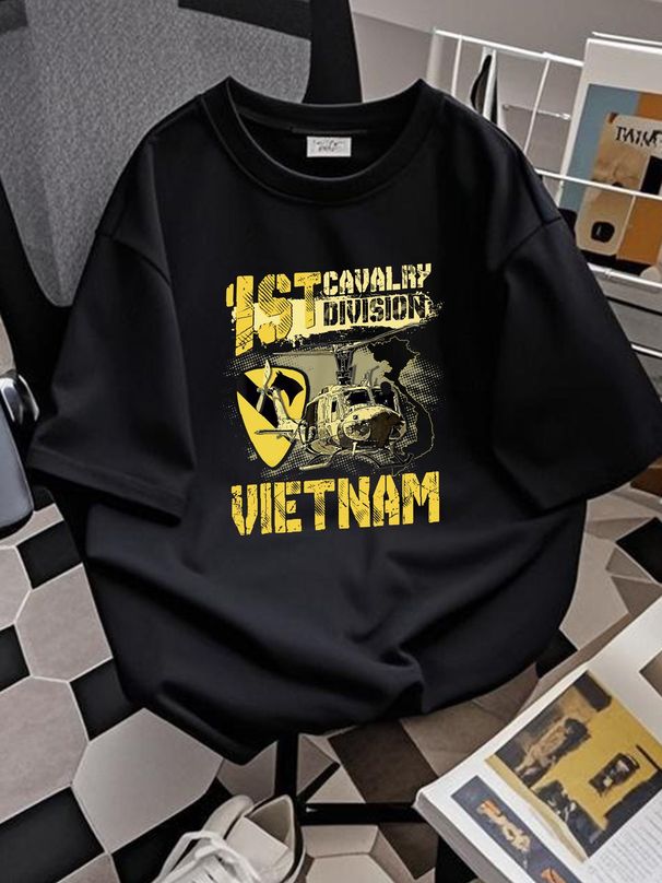 NEW LIMITED Uh1 Huey Helicopter 1st Division Vietnam Veteran Great T-Shirt S-3XL Versatile Top For Everyday Wear Streetwear Summer Casual Unisex_viptrois.com