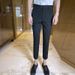 Men's Summer Slim Fit Dress Pants, Breathable & Wrinkle-Resistant, Straight Cut Casual Office Trousers (Black/Gray/Navy)_viptrois.com