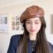 Autumn New Hat For Women, Leather Small Face Beret, Niche Personality Artist Hat, Beret Style_viptrois.com