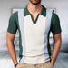 Men's Clothing Menswear Summer New Lapel Sweater Patchwork Contrast Color Pullover Business Polo Shirt_viptrois.com
