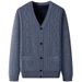 Men's Velvet V-Neck Sweater Coat – Winter Warm Fleece-Lined Jacket, Oversized Casual Blazer With Relaxed Fit (Light Gray/Dark Gray_viptrois.com
