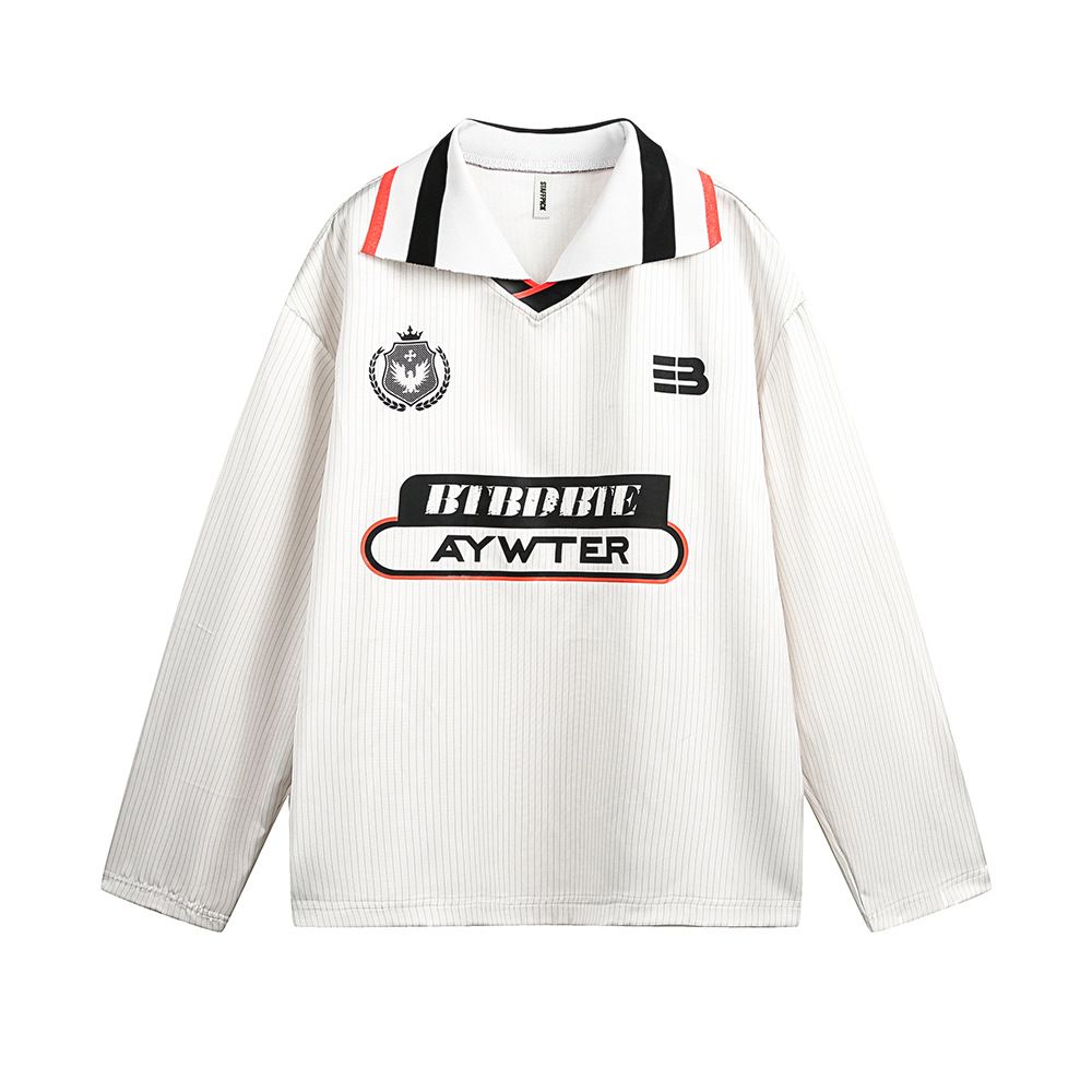 College Style Letter Print Turn-Down Collar Sweatshirt For Men Spring And Autumn Sports Loose Fit Vibe Trendy Long_viptrois.com
