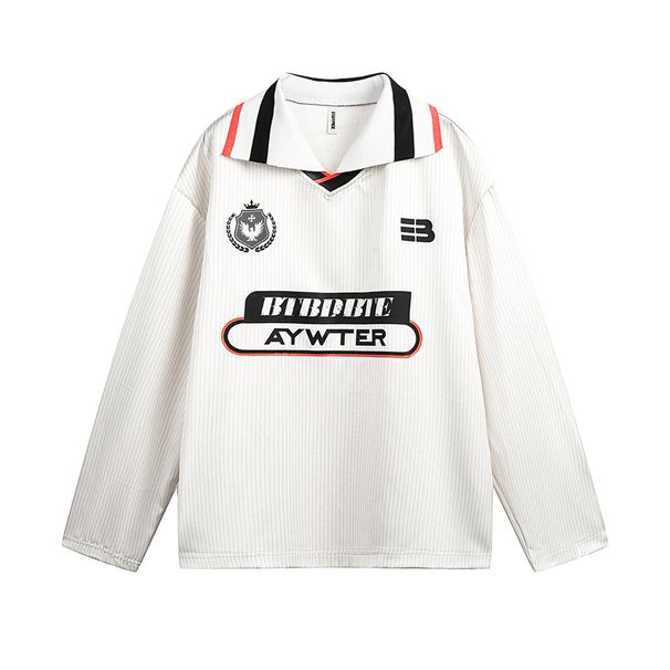 College Style Letter Print Turn-Down Collar Sweatshirt For Men Spring And Autumn Sports Loose Fit Vibe Trendy Long_viptrois.com