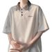 American Style Patchwork Turn-down Collar Short Polo Shirt For Men Summer Trendy High-end Loose Fit Youth T-shirt Half_viptrois.com