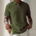Men's Solid Color Lapel Polo Shirt Short Sleeve Front Button Casual Daily Versatile Tops for Business And Travel_viptrois.com