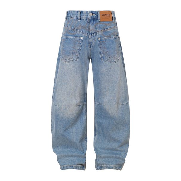 Scimitar Jeans Unique Niche Design Sense Reverse Wear Inverted Workwear Long Men's Trendy Loose Wide-Leg Sickle Pants_viptrois.com