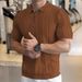 Summer Old Money Style Retro Knitted Half Zip Polo Shirt Short Sleeve Men's High End Sense Of Handsome Lapel T Shirt Texture_viptrois.com