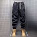 Men's Baggy Cargo Jogger Pants Retro Washed Cotton-Blend Drop Crotch Casual Trousers With Adjustable Drawstring & Tapered Cuffs_viptrois.com