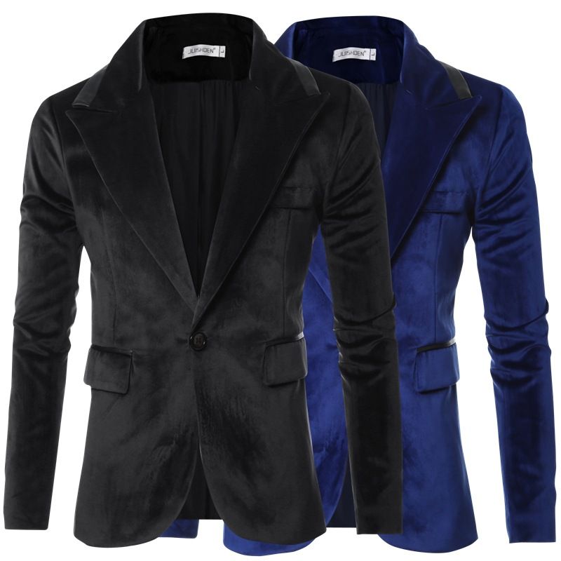 Men's Clothing Velvet Shiny Design Slim Suit Men's Jacket One Button Suit_viptrois.com