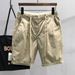Men's Clothing Loose Casual Khaki Outer Wear Elastic Waist Stretch Denim Shorts_viptrois.com