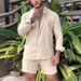 Men's Clothing Men's Casual Cotton And Linen Suits Men's Home Clothes Loose Long Sleeved Shorts Two Piece Suit_viptrois.com