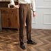Men's Clothing Naples Paris Buckle Trousers Slim Fit Business High Waist Suit Trousers Retro All Match Straight Casual Trousers_viptrois.com