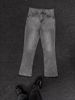 Men's Distressed Flared Jeans - Vintage Grey Cleanfit Denim With Frayed Hem, High Street Micro Bell Bottoms_viptrois.com