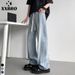 XXBRO Men's Summer Lyocell Blend Relaxed-Fit Jeans – Lightweight Breathable Straight-Leg Pants With Elastic Waist & Contrast Panels (M-3XL, Mid-Rise)_viptrois.com