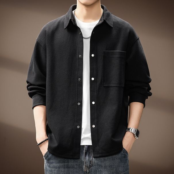 Nordmann High-End Textured Stylish Cool Turn-Down Collar Casual Shirt Men's 2025 Autumn New Loose American Style Jacket Men_viptrois.com