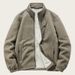 Men's Fleece Zip-Up Hoodie Jacket - Thickened Warm Winter Pullover With Stand Collar, Loose Fit Casual Fleece Coat For Outdoor & Daily Wear_viptrois.com