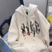 Streetwear Hoodie With Bold Letter Print – Unisex Oversized Fit, High Cotton Blend, S-2XL (White-Grey Colorway)_viptrois.com