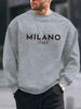 Men's Loose Simple Milano Italia Letter Print Crewneck Long Sleeve Sportswear For Autumn And Winter_viptrois.com
