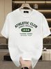 Men's 100% Cotton Short Sleeve T-Shirt With Watercolor Rose Logo, Casual Loose Fit, Streetwear Style_viptrois.com