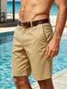 Men's Quick Drying Solid Color Summer Business Casual Shorts Five Point Loose Fit Beach Outdoor Sports Pants_viptrois.com