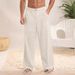 Men's Clothing Solid Color Men's Loose Cotton And Linen New Style Casual Trousers Trousers_viptrois.com