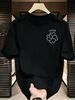 3 Pack Premium Men's Minimalist Line Clover LOVEW Letter Printed T-Shirt, Pure Cotton Crew Neck Casual Tee Luxury Summer Essential Black White Grey_viptrois.com