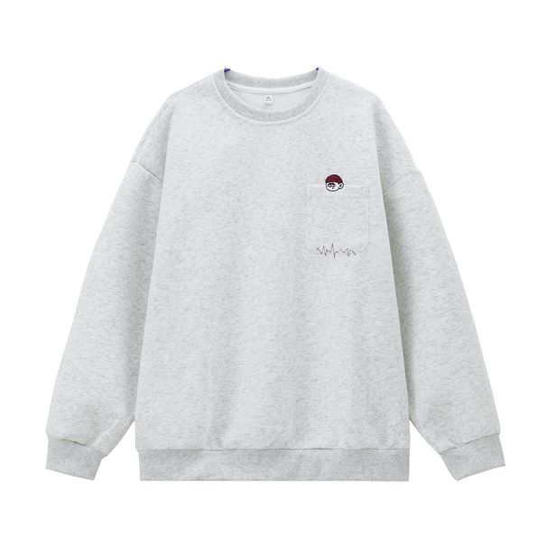 Monochrome Man- 380G Heavy Retro Texture Embroidered Crew Neck Sweatshirt For Men, New Autumn Loose Fit Trendy Pullover Jacket_viptrois.com