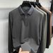 Ordos City Autumn Winter New Long Sleeve T-Shirt Men Half Zipper Turn-down Collar Top Loose Plus Size Dad Style Polo_viptrois.com