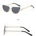 Fashionable Half Frame Cat Eye Metal Sunglasses For Women Ins Internet Celebrity Concave Shape Photo Glasses_viptrois.com
