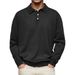 Men's Long Sleeve V-Neck Button-Up Polo Shirt - Comfortable Stretch Fabric, Lightweight & Breathable, Casual & Business Wear, Multiple Colors & Sizes_viptrois.com