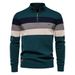 Pure European And American Cross-Border Autumn Winter New Open Chest Stand Collar Pullover Knitted Sweater Men's Khaki_viptrois.com