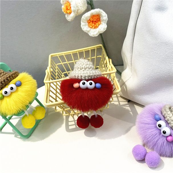 Bag Charm Celebrity Ugly Cute Little Coal Ball Keychain Cartoon Plush Doll Elf Bag Pendant Car Pendant Gift_viptrois.com
