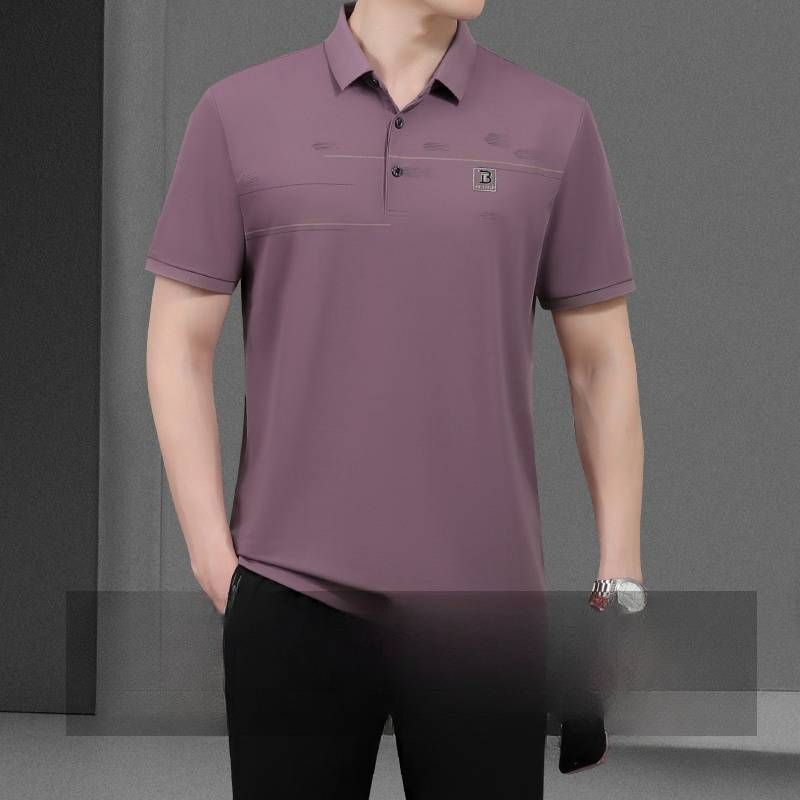 Men's Clothing Suit Middle-Aged And Elderly Men's Ice Silk Short-Sleeved T-Shirt Thin Casual Sportswear Men's Two-Piece Suit_viptrois.com
