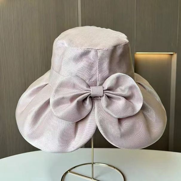 Summer Silk Fisherman With Large Brim Black Glue Anti UV Sun Hat, Women's Korean Version Bow Sunshade Basin Hat_viptrois.com