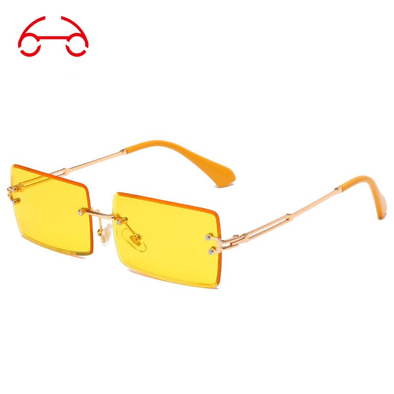 Two Circle Cut Edge Metal Sunglasses Square Fashion Anti Ultraviolet Glasses Direct Sales 31274 Sunglasses_viptrois.com