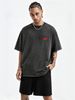 230g Washed Men Crew Neck Tee ONE DAY 3D Letter Print Short Sleeve Casual Streetwear Summer Top_viptrois.com