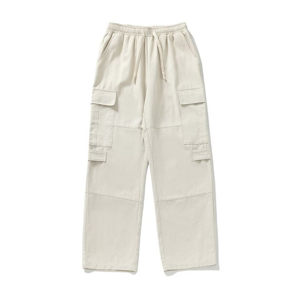 Men's Clothing Retro Workwear Straight Pants Spring New Men's Casual Outdoor Splicing Design Pure Cotton Loose Trendy Long Pants_viptrois.com