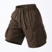 plus Size Loose Fit Casual Shorts for Men Thin Ice Silk Multi Pocket Cargo Pants_viptrois.com
